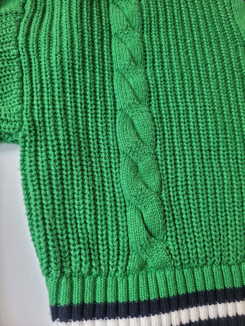 F21 Green Cropped Varsity Sweater Small 100% Cotton - Picture 5 of 13